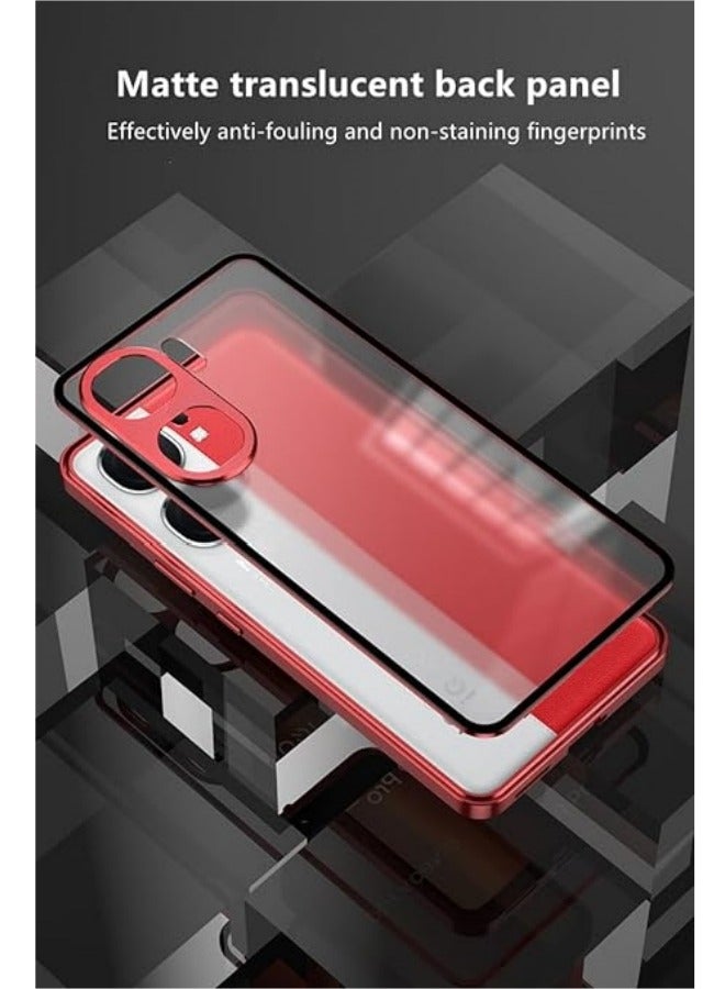 غطاء متوافق مع IQOO NEO 9 / 9 Pro، إطار مغناطيسي من المعدن + ظهر زجاجي معتم شفاف ، غطاء غير قابل للانزلاق ومانع للصدمات مع حامي الكاميرا - Image 4